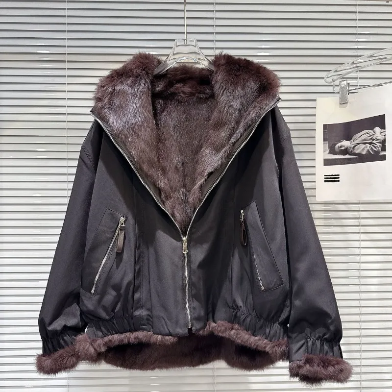 2025 hiver mode et loisirs nouveau Maillard haut droit fermeture éclair deux côtés Parkas chauds manteau épais vêtements féminins