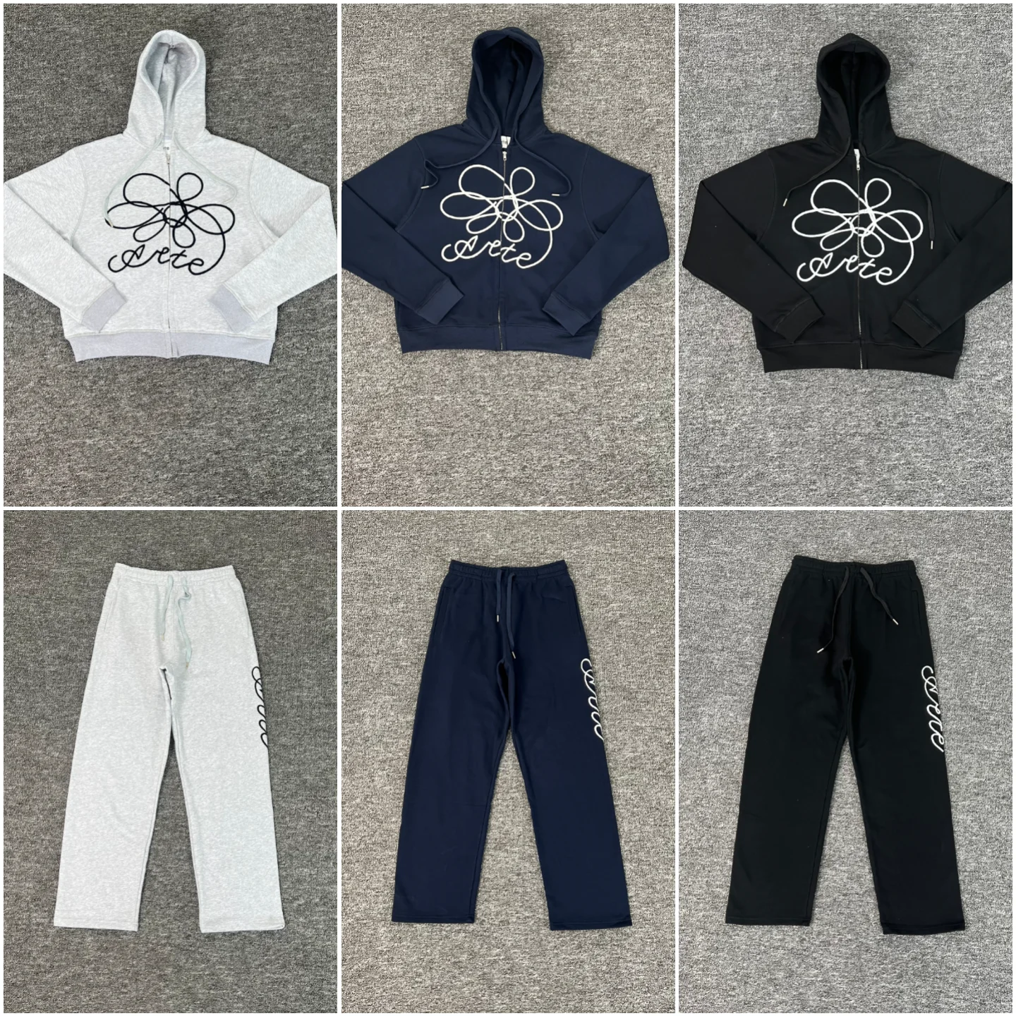 

High Street Embroidered Open Cardigan Hoodie Jaet Loose Straight Leg Pants Set for Men And Women Casual Comfortable Sle