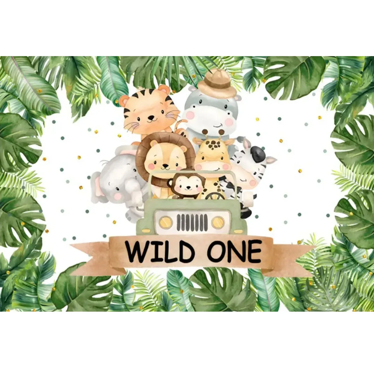 Tropical Jungle Safari Wild One Backdrop First Birthday Safari Birthday Decorations Baby Shower Boy Girl 1st Birthday Background