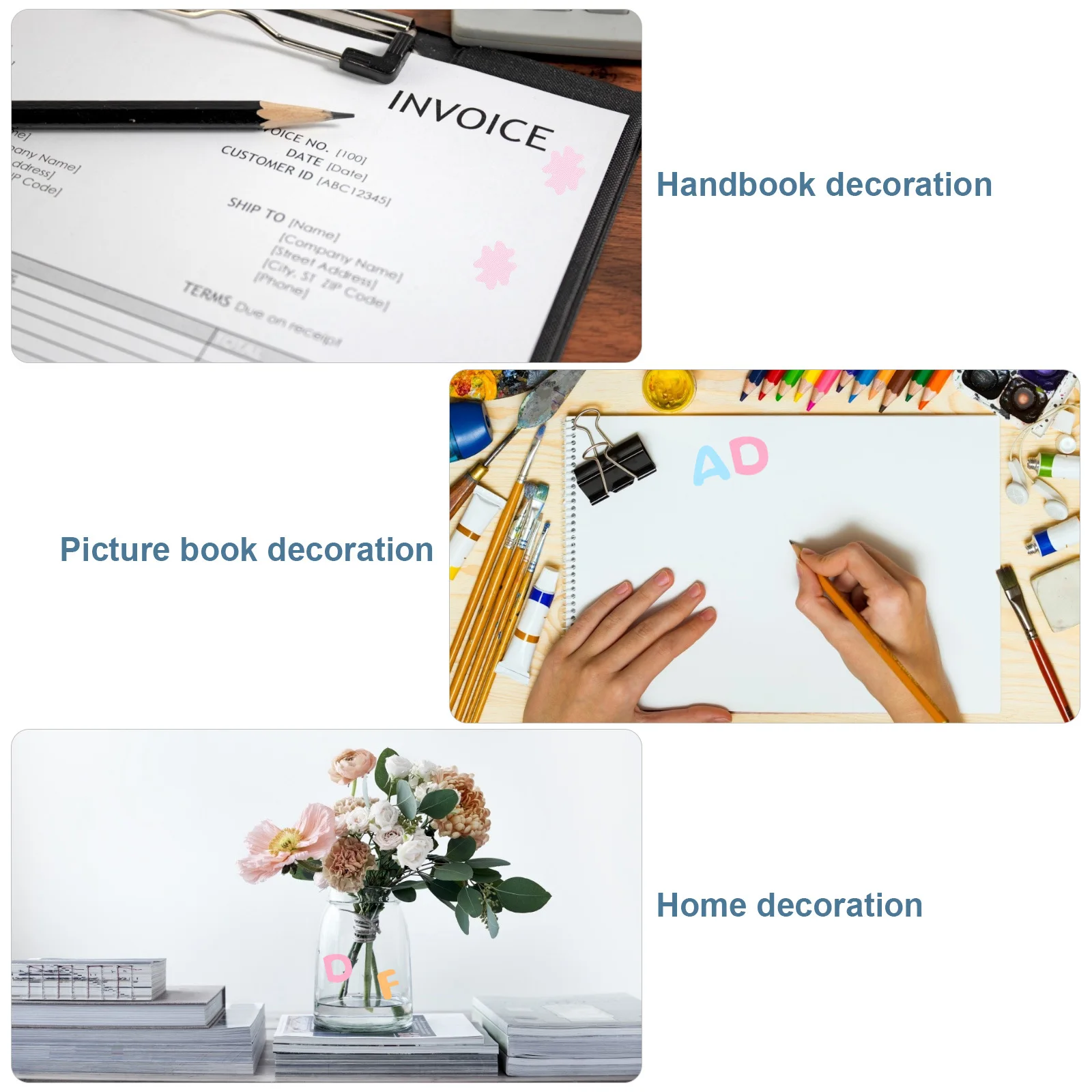 

8 Sheet Alphabet Sticker Decorative DIY Stationery for Diary Scrapbook Kid Cartoon Lovely Creative Decor Scrapbook Sticker