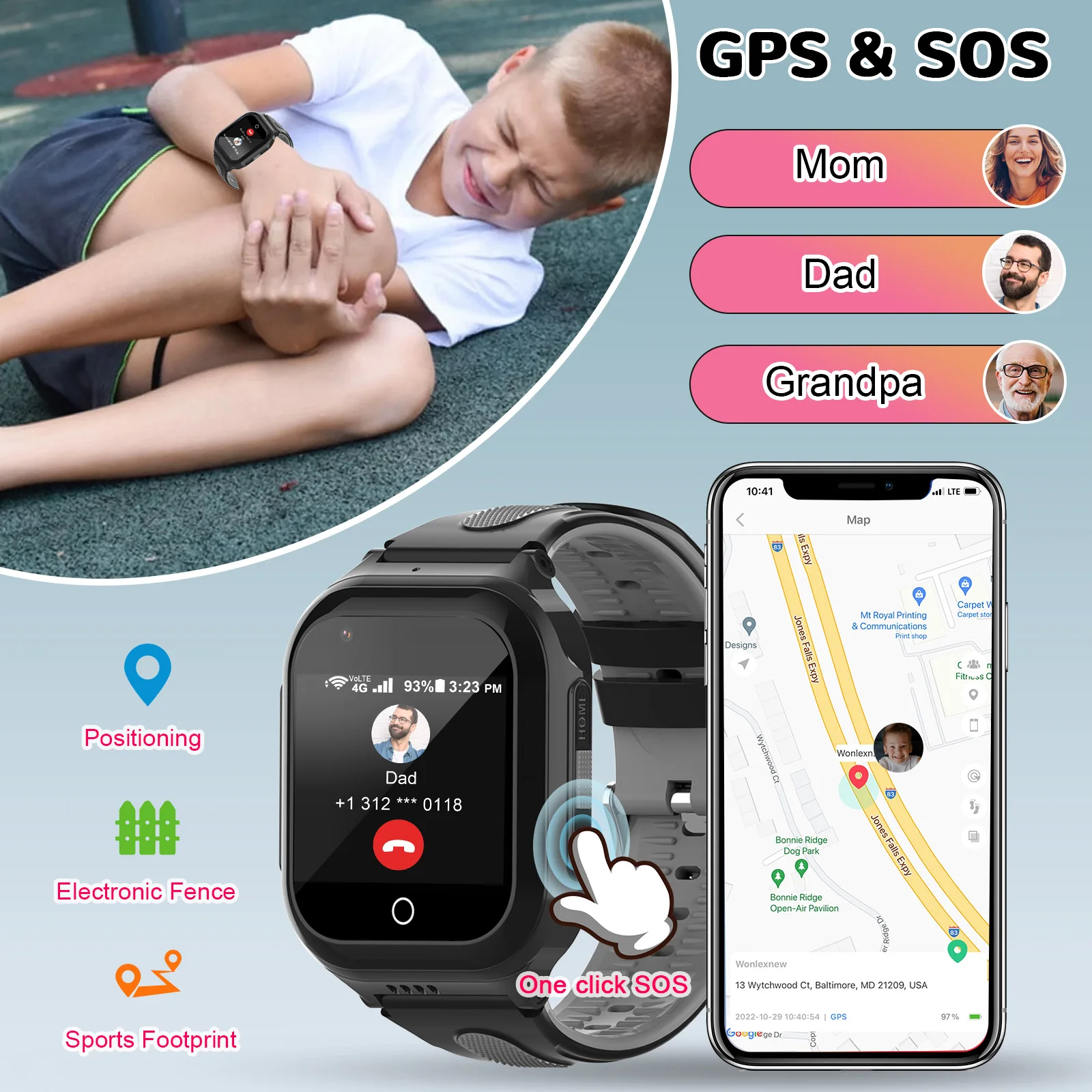 Wonlex Kids Smart Watch 4G GPS WIFI locatie Tracker SOS Video-oproep KT24S Kindersmartwatch IP67 Waterdicht slim babyhorloge