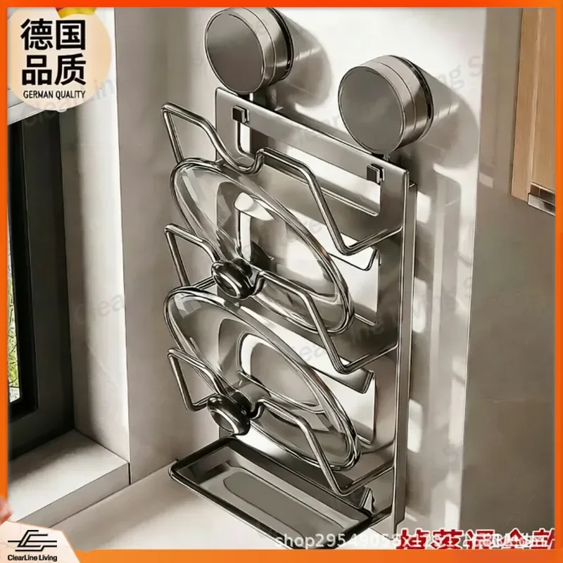 New Suction Cup Lid Rack for Kitchen Wall Hanging Multi Functional No Drill Non Punching Cutting