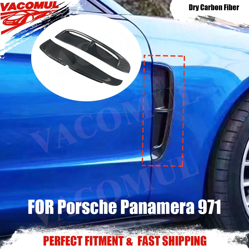 

VACOMUL Side Fender Bumper Air Vent Cover Trims for Porsche Panamera 971 2017-2019 Dry Carbon Fiber Front Vents Decoration
