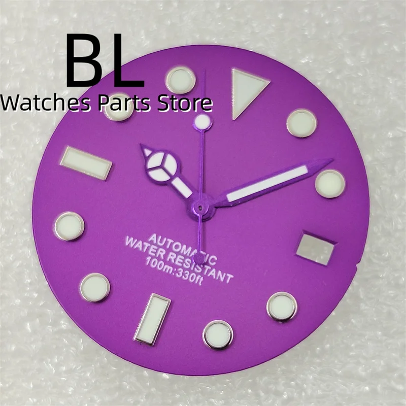 BLIGER 29mm Gradient Black Purple Pink Purple Fuchsia Watch Dial Hand Set With C3 Green Luminous Fit For NH34 NH35 NH36 Movement