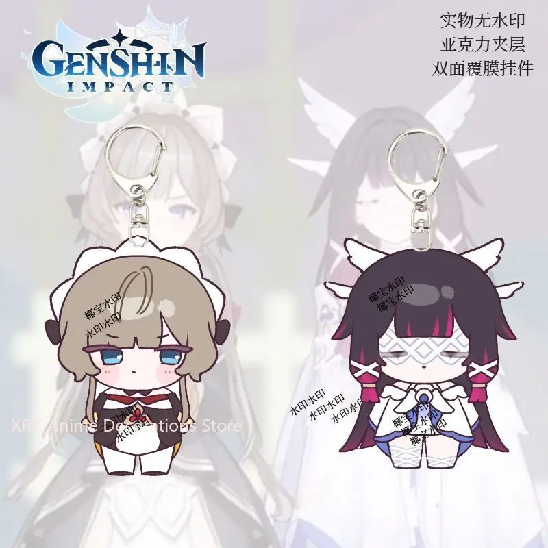 

2 шт. брелоков Genshin Impact с Колумбиной и Гипоселенией, акриловые подвески для сумок, милый подарок на день рождения