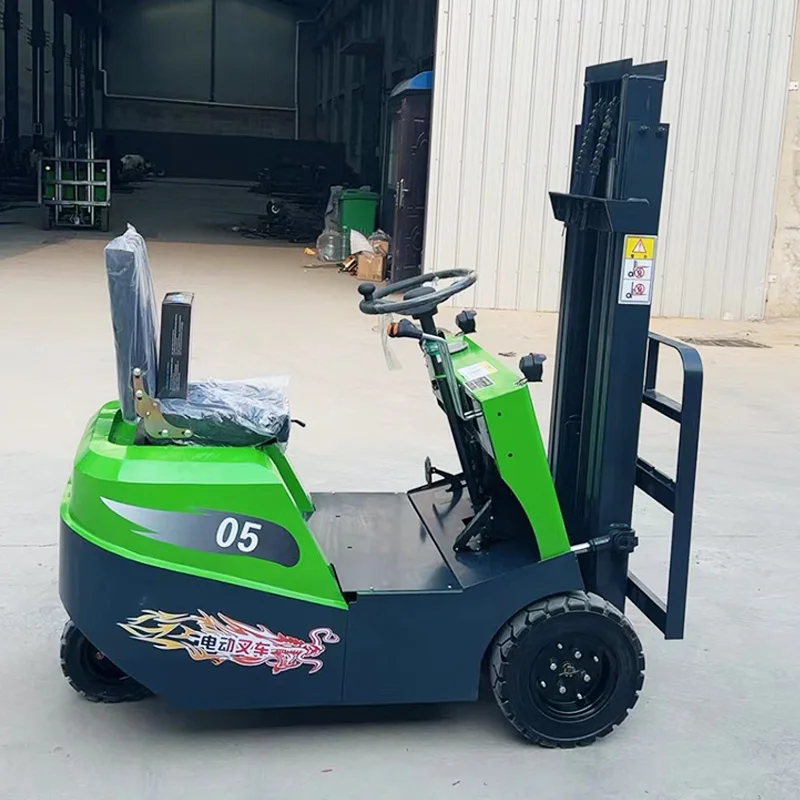 Three-point Support Electric Forklifts (0.5 Ton, 0.8 Ton, 1 Ton) Small Mini Three-wheeled Ride-on Forklifts