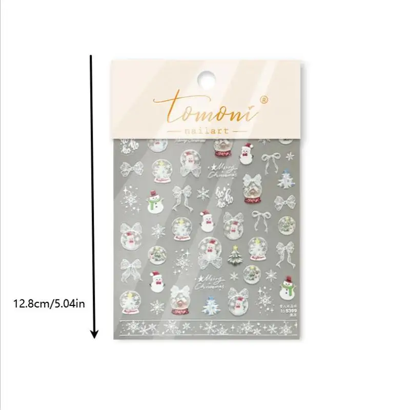 Festive Snowman and White Snow Crystal Ball Nail Art Stickers