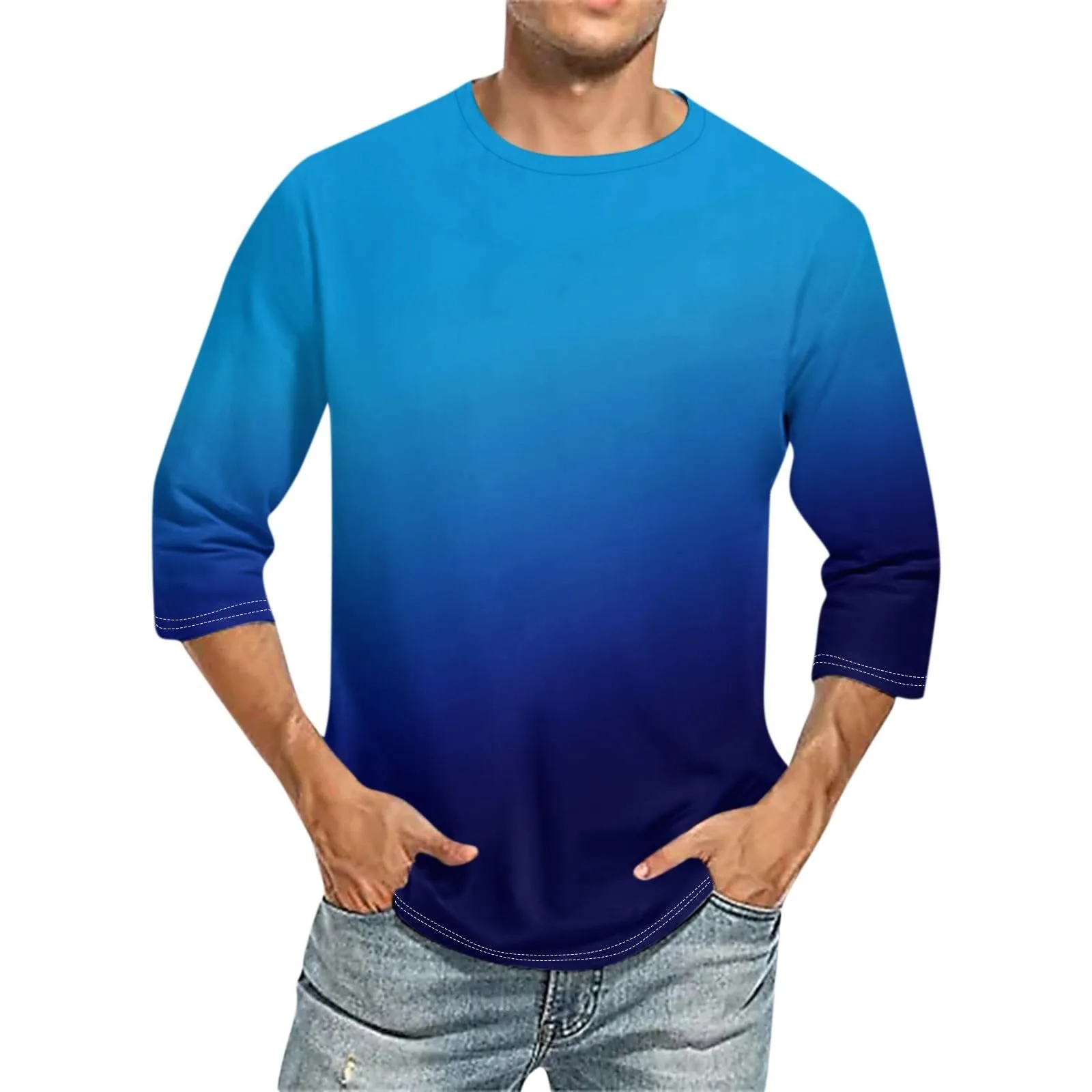 Mens 3/4 Sleeve Shirts Workout Long Sleeve Running Shirt Long Sleeve Cotton Shirts for Men Loose Fit Long Sleeve Maternity Shirt