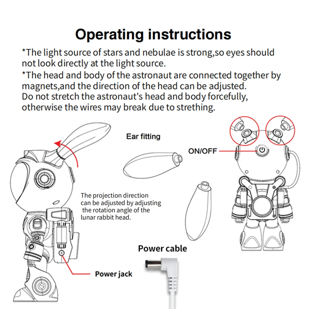 Cosmic Rabbit Galaxy Projector lamp, cute Astronaut Starry Night Light, Standing Rabbit LED Night Light, Variable Hue Light
