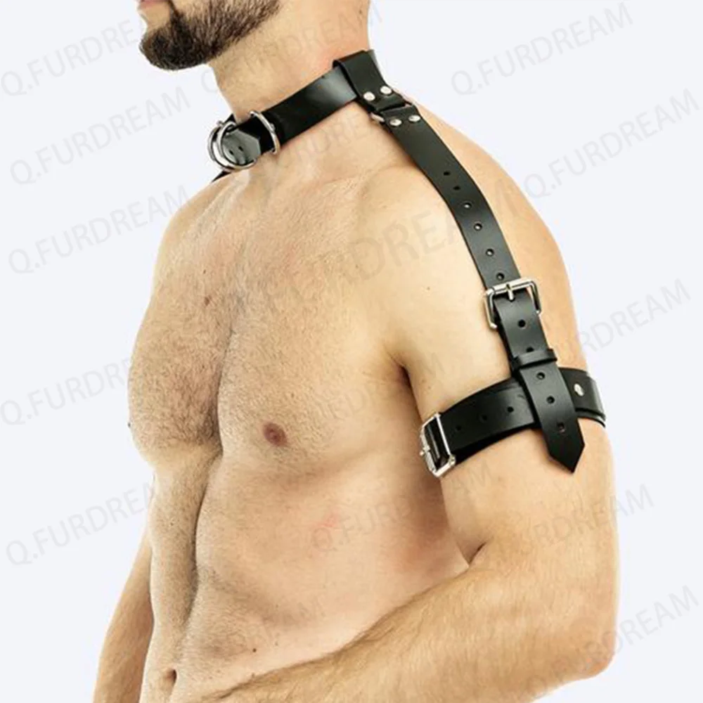 Sexy Men\'s Harness Pu Leather Gay Chest Harness Bdsm Bondage Black Leather Cage Lingerie Punk Rave Erotic Costume Clubwear