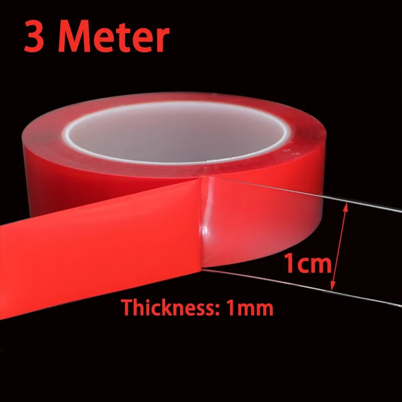 1pcs Red Film Transparent For Nano Double Sided Tape-Traceless For Washable Invisible Gel For Kitchen Bathroom 1cm 2cm 3cm