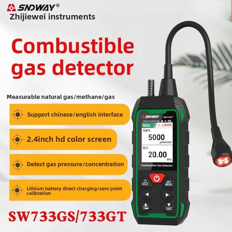 Latest Fine Division SNDWAY SW733GT Combustible Detector Explosion-proof Gas Liquefied Leakage Alarm Combustible Gas Detector Po