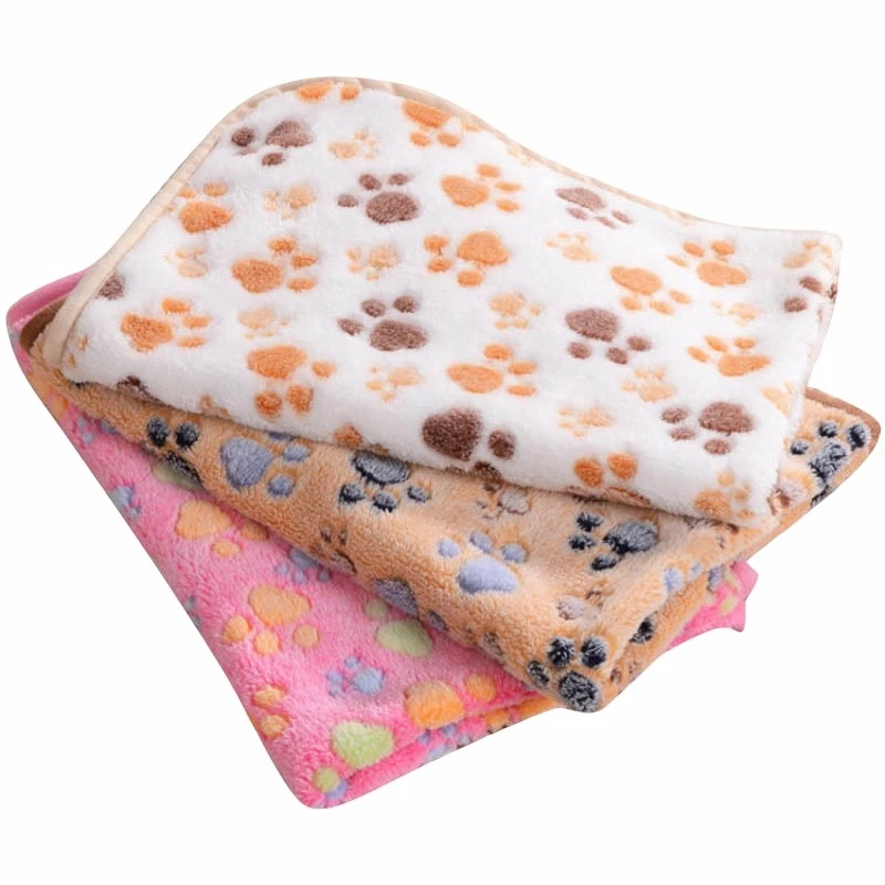 Soft Flannel Fleece Cat Dog Blanket Bed Mats Paw Foot Print Warm Pet Blanket Sleeping Beds Cover Mat For Dogs Cats Pets supplies