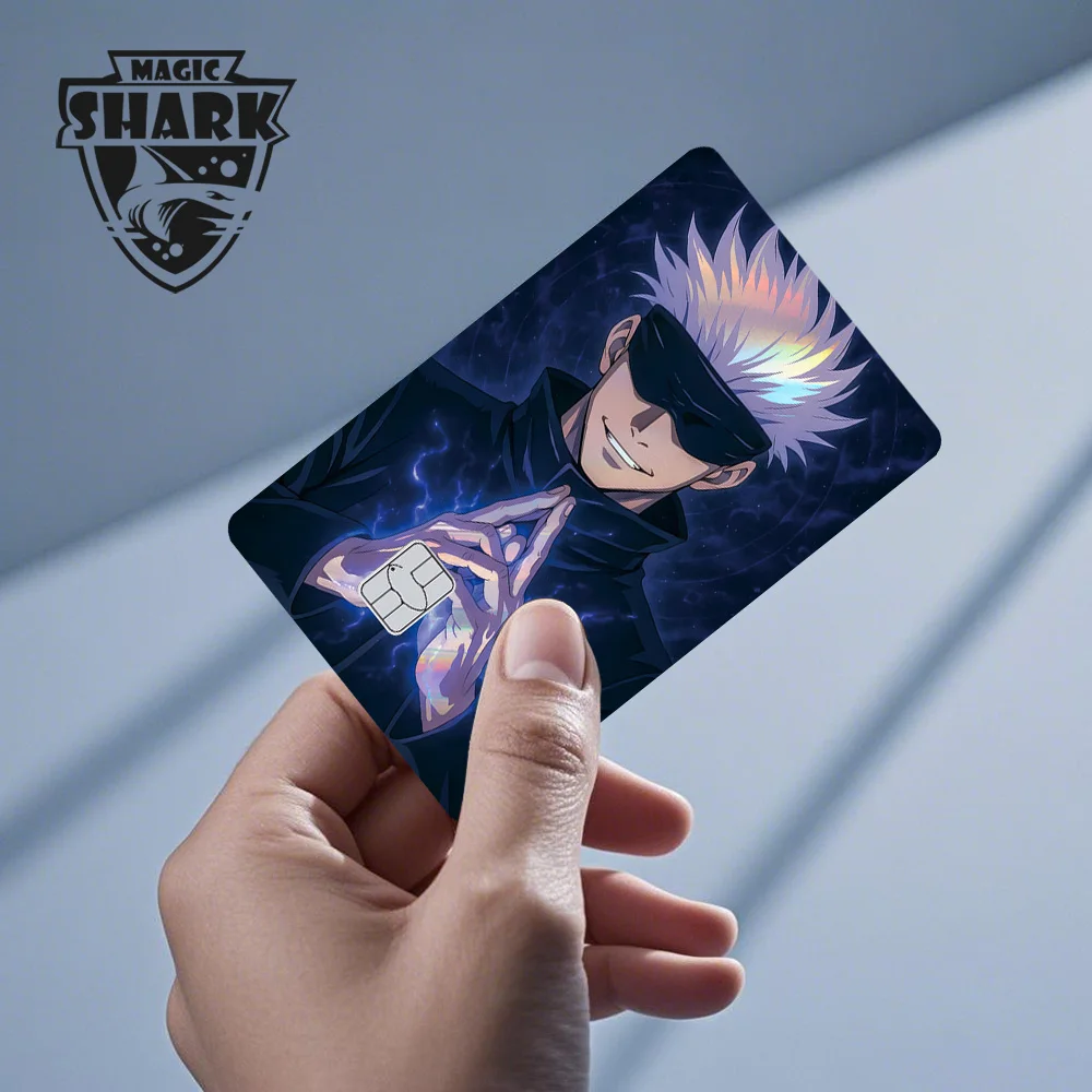1 шт. передняя наклейка J-Jujutsu K-Kaisen аниме лазерная голографическая Итадори Юджи Мегуми Годзё кредитная дебетовая банковская карта наклейка пленка кожа