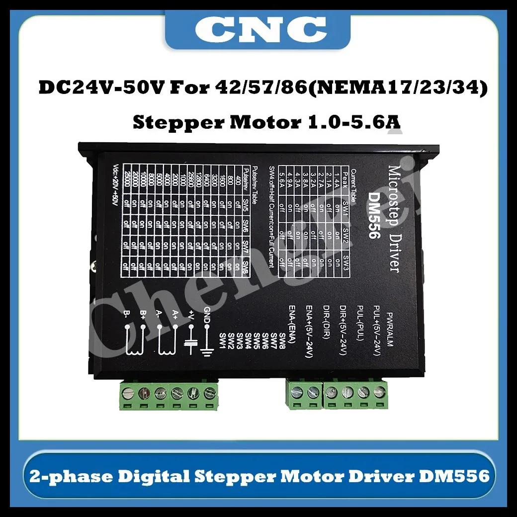 

2023 NEW DM556 Digital Stepper motor driver 2 phase 5.6A for 57 86 stepper motor NEMA23 NEMA34 Stepper Motor Controller