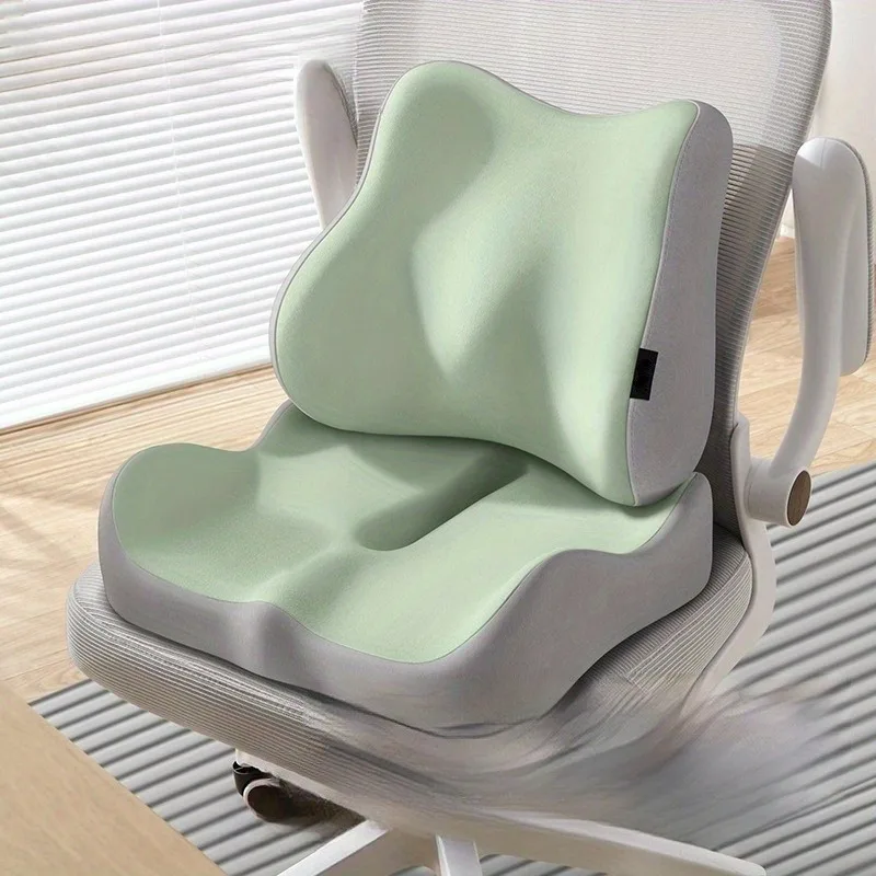 2pcs/set Ergonomic Lumbar Support Cushion for Car and Office Chair - Memory Foam Back Cushion Pain Relief & Comfort Seat Pad