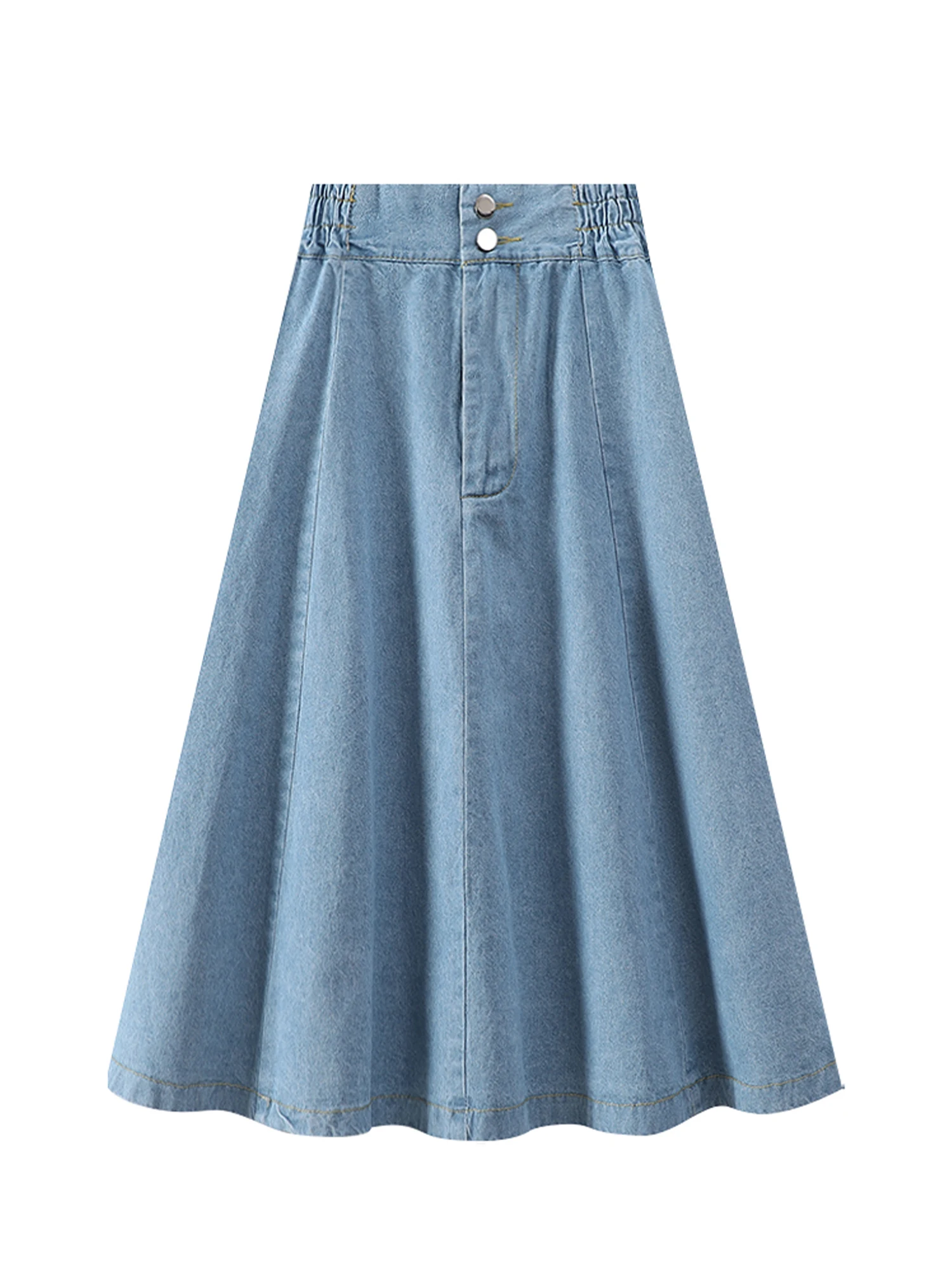 Women's Blue Denim Mid Long Skirt Vintage Aesthetic High Waist Oversize Jean Skirt Y2k A-line Skirts 2000s Clothes Spring Autumn