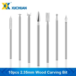 10pcs 2.35mm Shank Wood Engraving Drill Bit Milling Cutter Woodworking Drilling Tools Carving Knives Bit