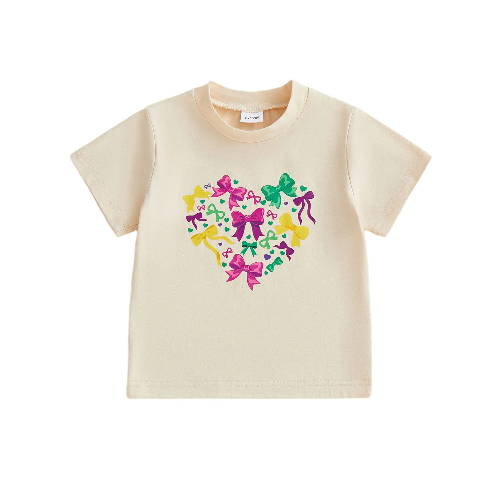 

Карнавальная футболка для маленьких девочек с короткими рукавами и круглым вырезом, летние топы с ярким бантом и принтом, удобный повседневный пуловер