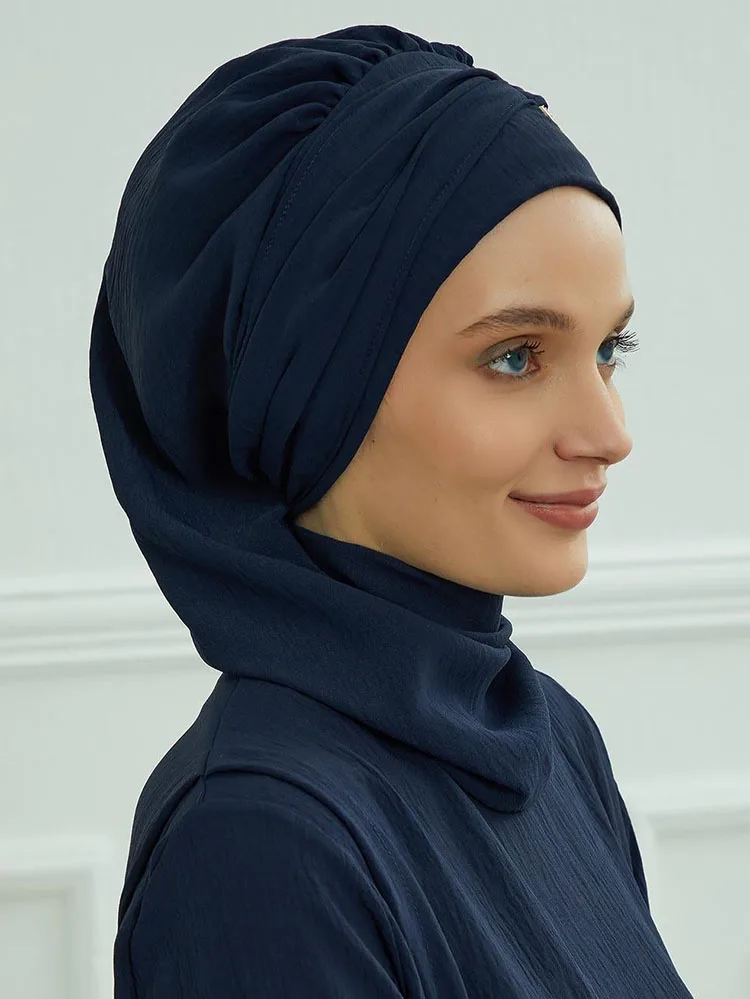 Hijab musulmán liso para mujer, turbante elástico, gorros, sombreros, bufandas para la cabeza, bufanda preatada, nuevo