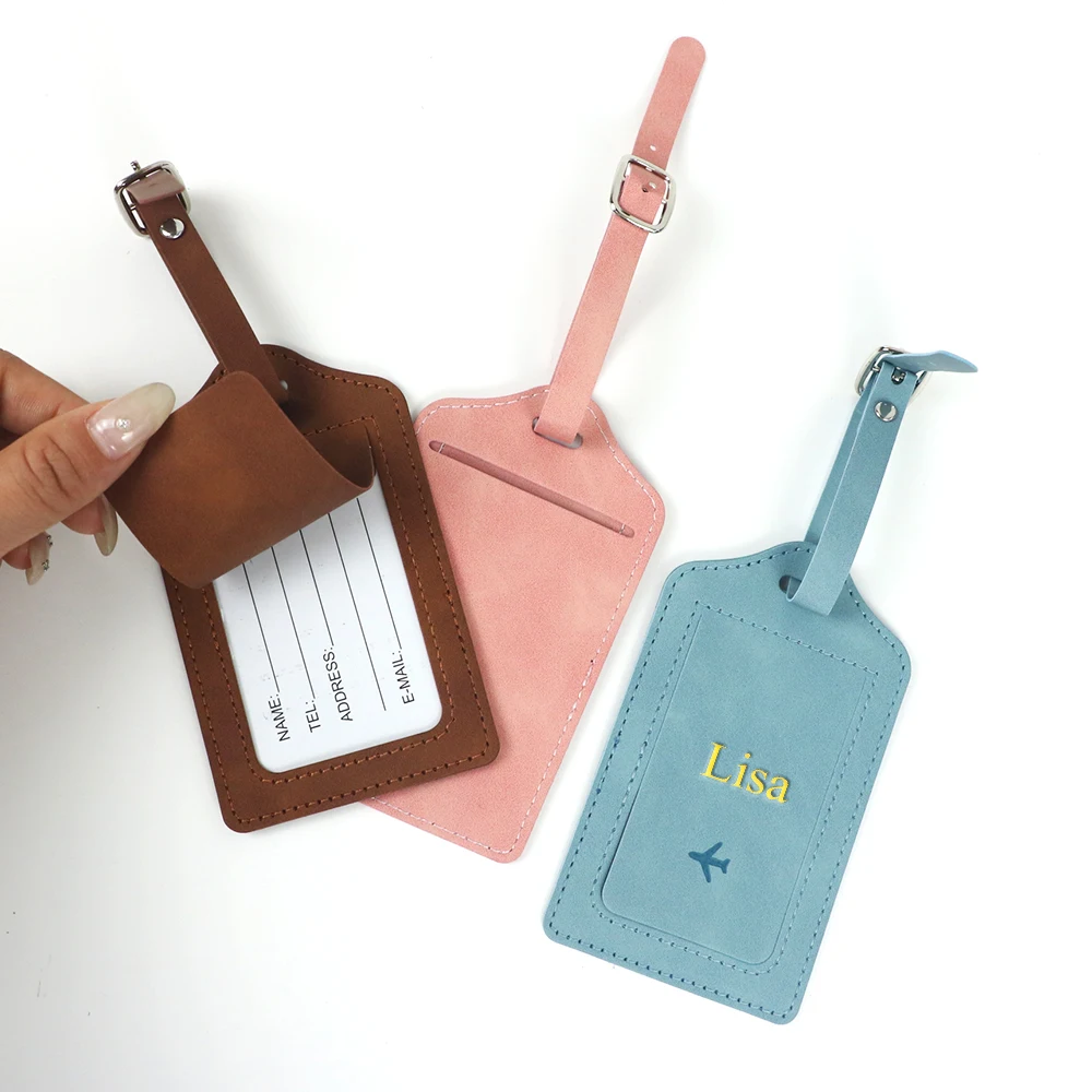 Customized Name Anti-Magnetic Passport Book PU Leather Passport Holder Luggage Tag Magnetic Snap Passport Bag Set view 5