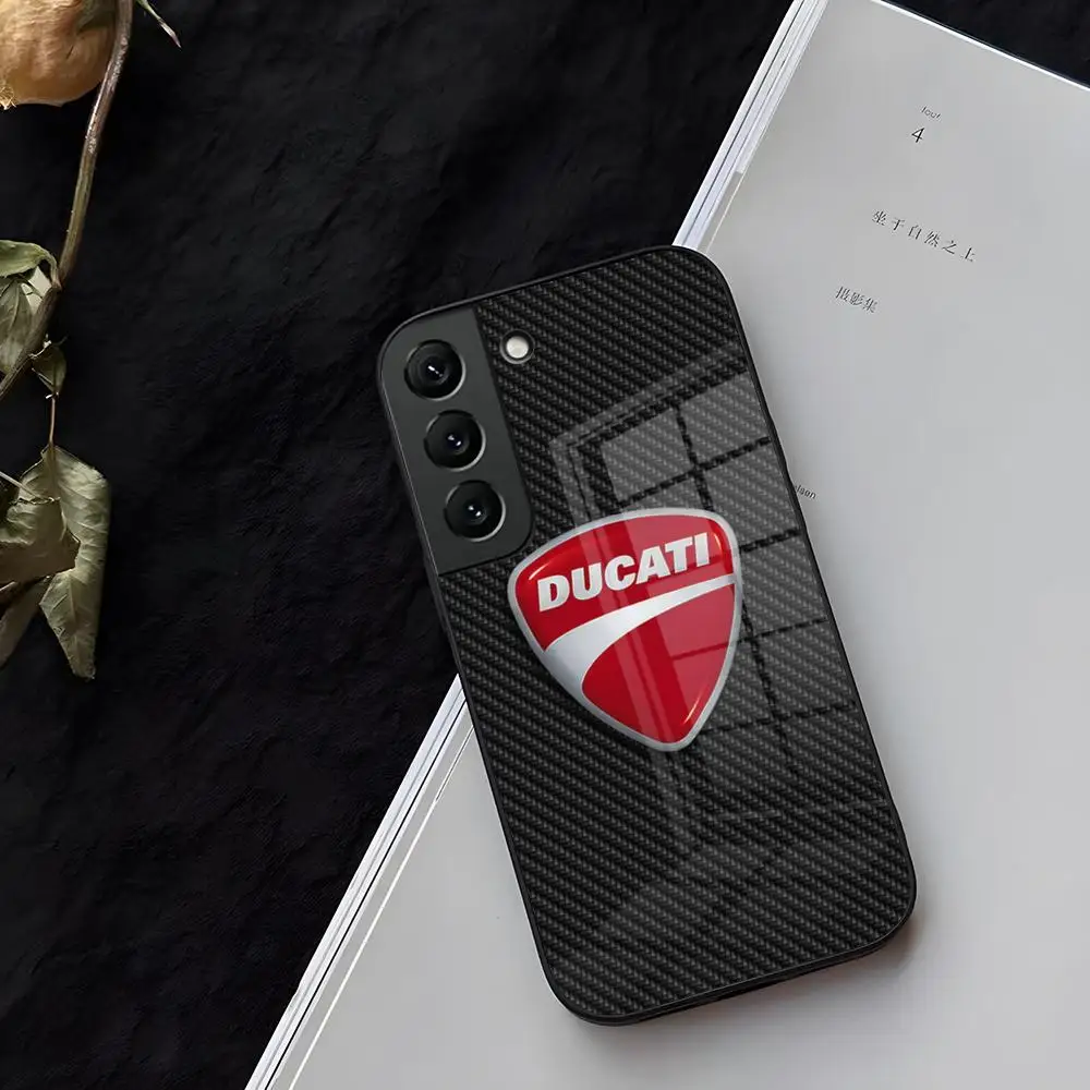 Motorrad Ducati Logo Handyhülle aus Glas für Samsung Galaxy S21 S26 S25 S22 S20 S24 S23 Ultra Fe Plus A16 A34 A54 A24 Coque