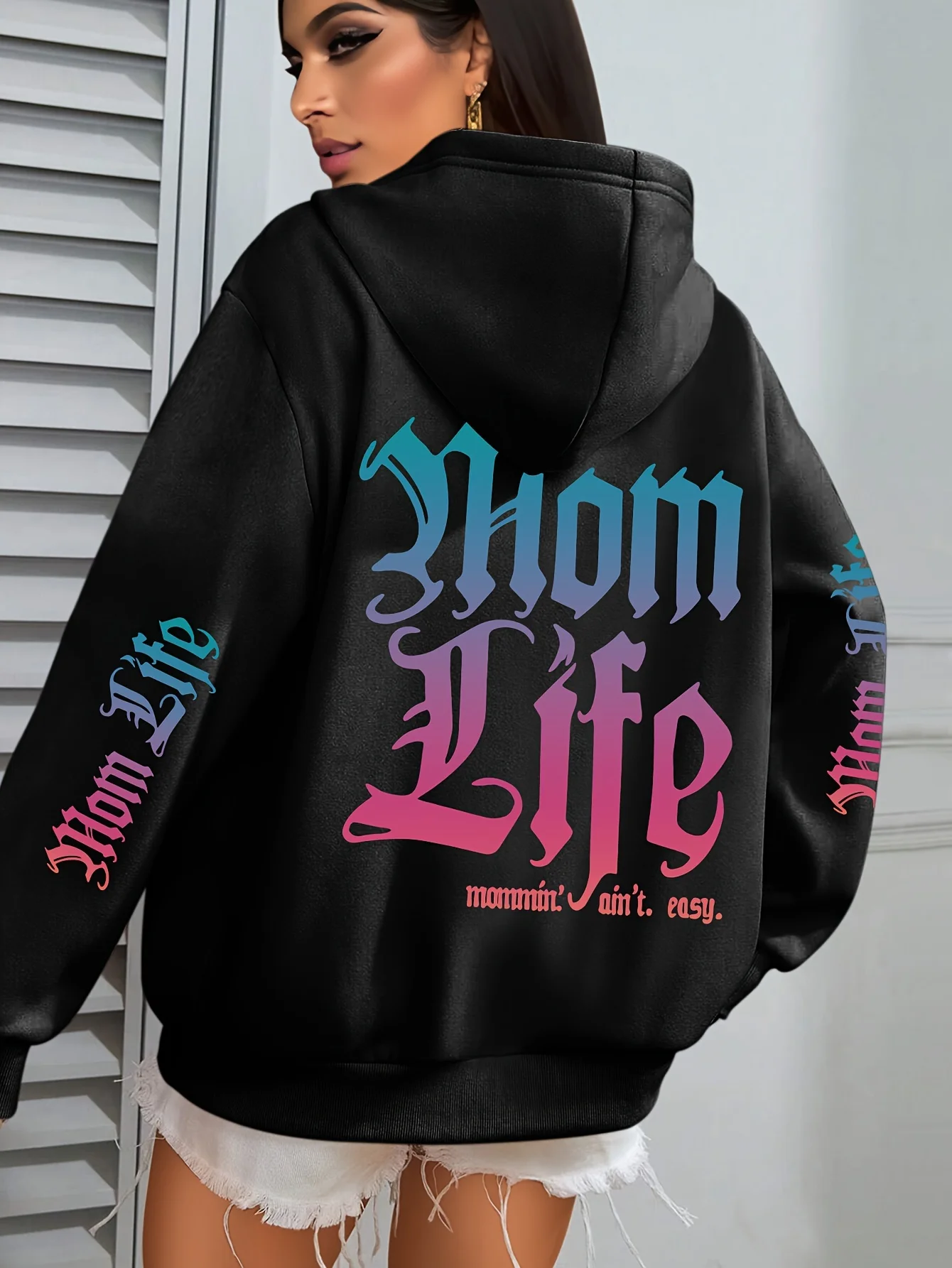 

Autumn/Winter Hoodie English Mom Life Theme INS Lazy Style American Street Oversized Women's and Children's Top Coat