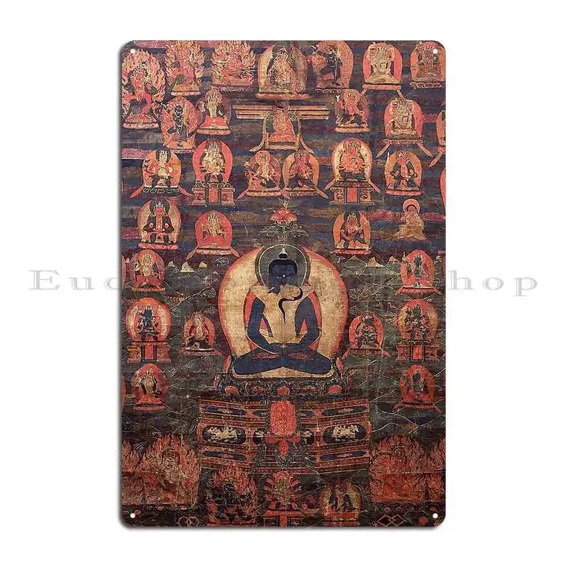 Mandala 130 Bodhisattva Samantabhadra Buddha Metal Sign Bar Iron Wall Cave Wall Decor Create Tin Sign Poster