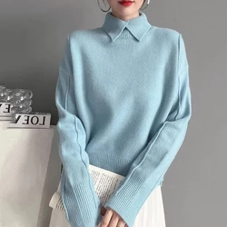 Autumn Long Sleeves Women Sweater Pullovers Knitted 2025 New Loose Female Knitwear Solid Color Fashion Ladies Knitting Sweaters