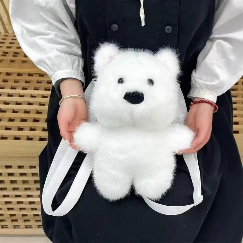 ウエストハイランドホワイトテリア漫画リトルベア人形ぬいぐるみバックパック軽量通勤多用途女の子通勤バックパック