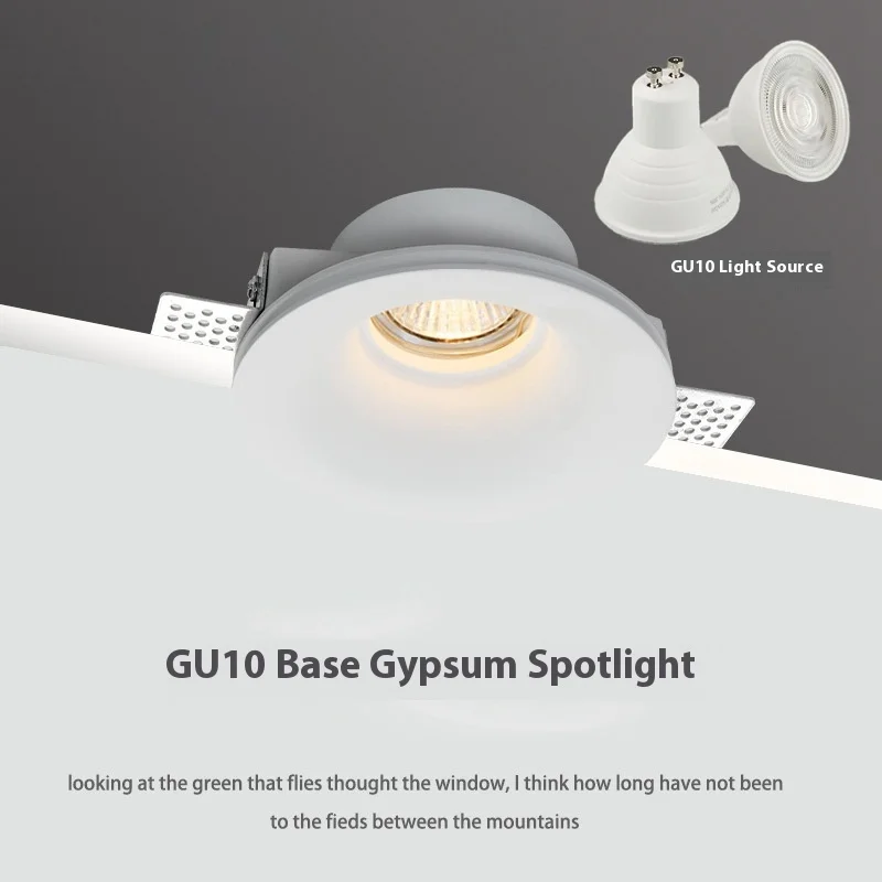 Recessed Round Borderless Light Emitting Diode Gypsum GU10 Downlight: Anti-Glare Removable Frame Fire Rating Housing Accessories