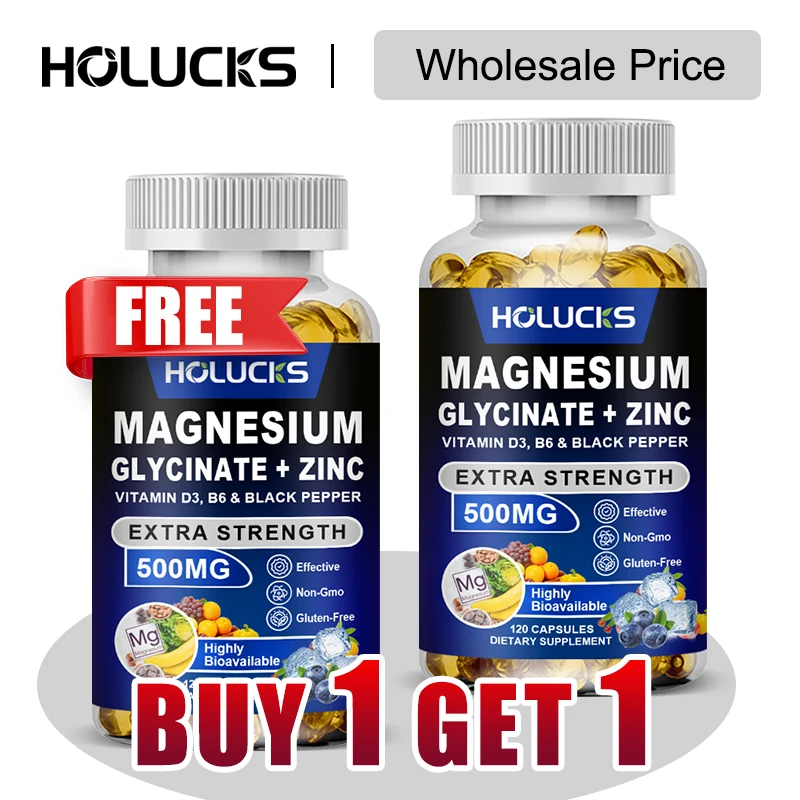 

Buy 1 Get 1 Free! Pure Magnesium Glycinate & Zinc Supplement, for Deep Sleep, Immune Defense & Stress Relief, Men & Women