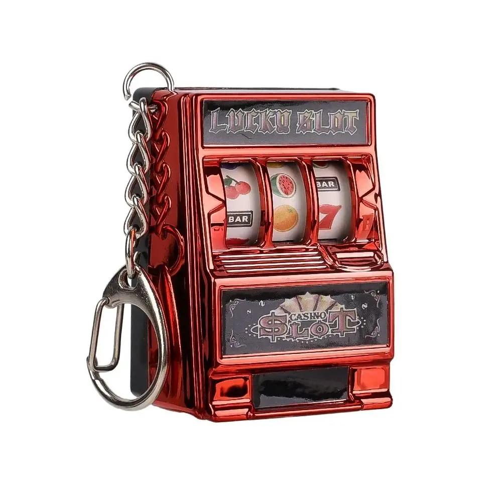 Mini-Glücksspiel-Spiel automat Schlüssel anhänger kreative Arcade-Tasche Obst Glück Jackpot Gadget Anti stress Spielzeug lustige Spiele Schlüssel bund Ring