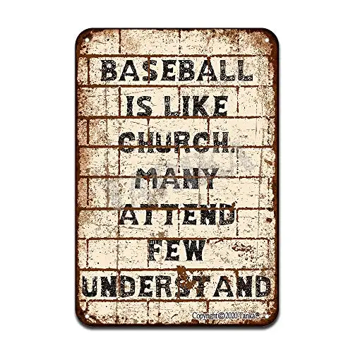 Baseball is Like Church. Many Attend Few Understand Iron Poster Painting Tin Sign Vintage Wall Decor for Cafe Bar Pub Home Beer