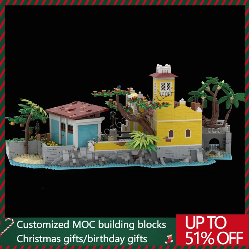 

4860 PCS MOC Medieval Technology Island building stables Construction Building Blocks Model Retro Children Halloween Toy Gifts