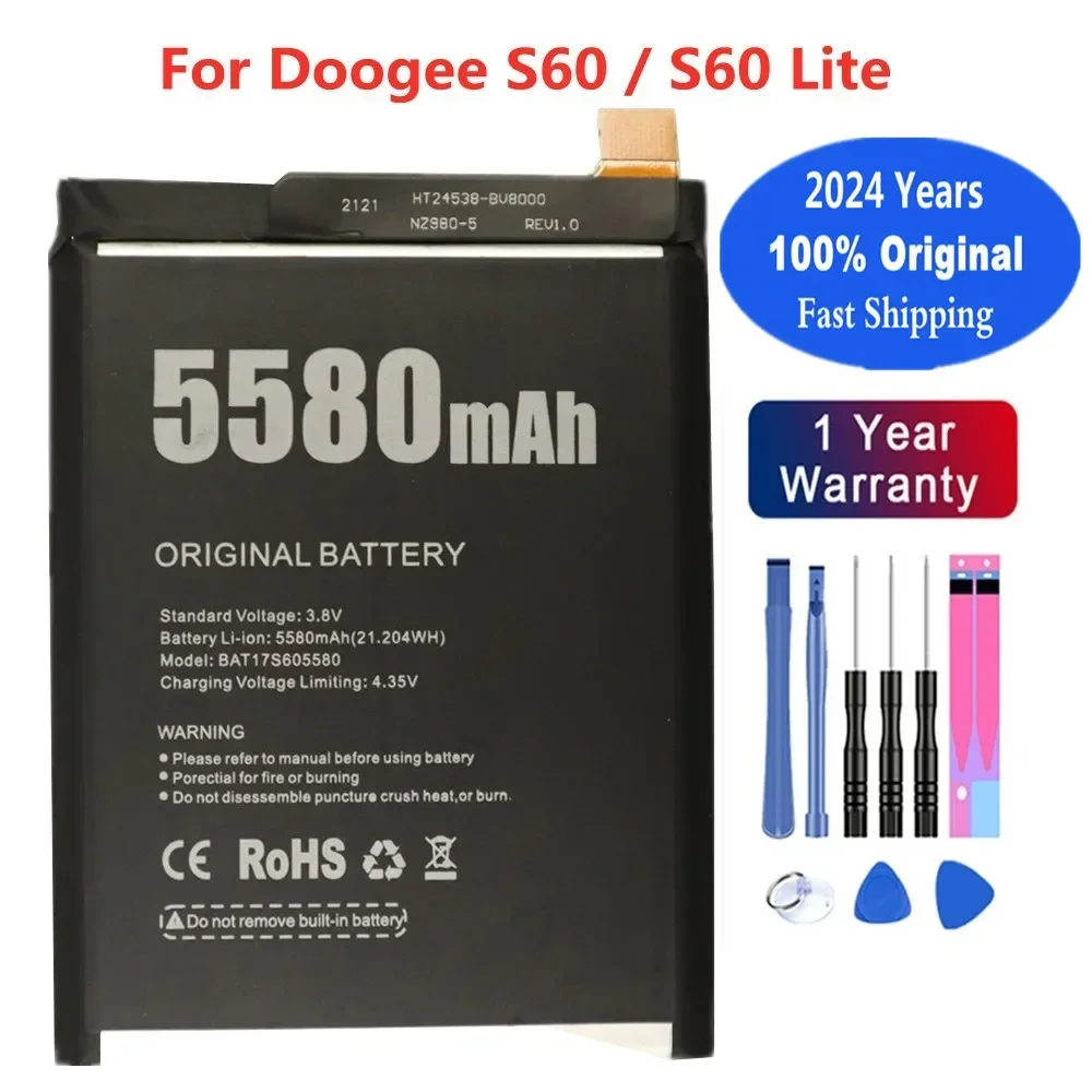 2024 Years New 100% Original Battery for DOOGEE S60 & S60 Lite 5580mAh BAT17M15580 BAT17S605580 Phone Battery Fast Shipping