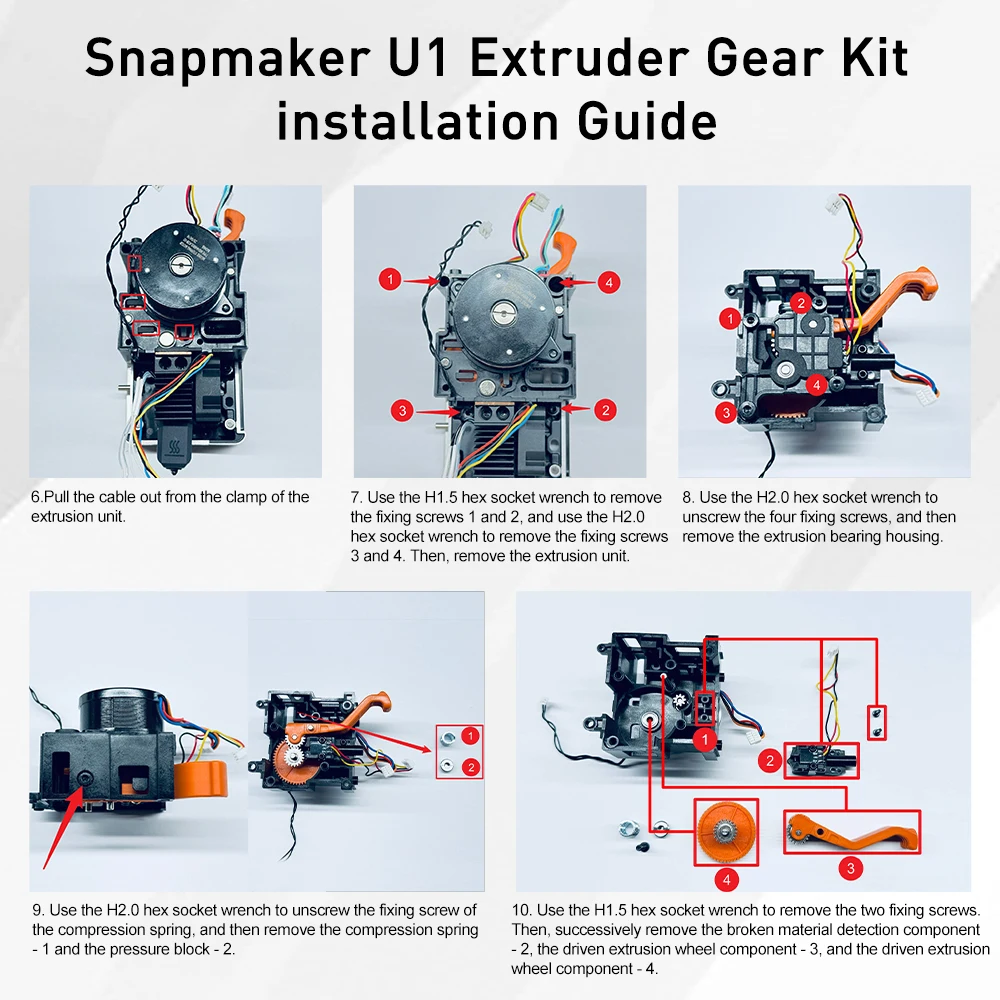 Upgrade-Extruder-Zahnradsatz für Snapmaker U1 SKD11 Gehärteter Stahl Nano-Beschichtete Zähne CNC-Griff POM-Schrägverzahntes Zahnrad für U1 3D-Drucker – Detail 8