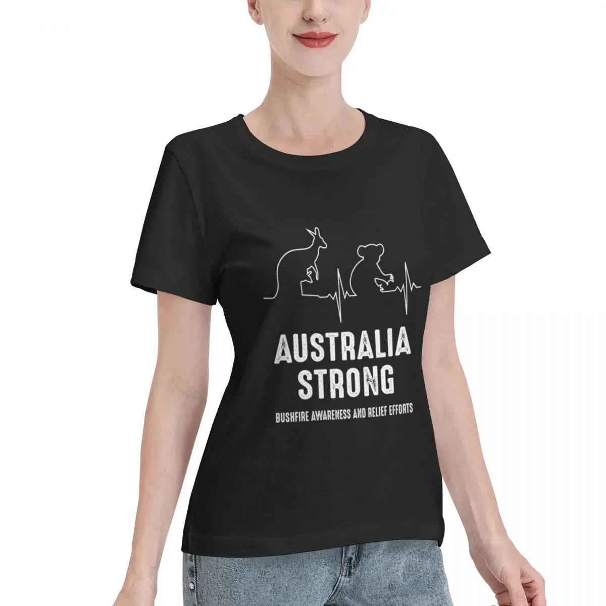 Limited Offer Australia Strong - Kangaroo And Koala Heartbeat Support Women's T-shirt High End Female Everyday Wear