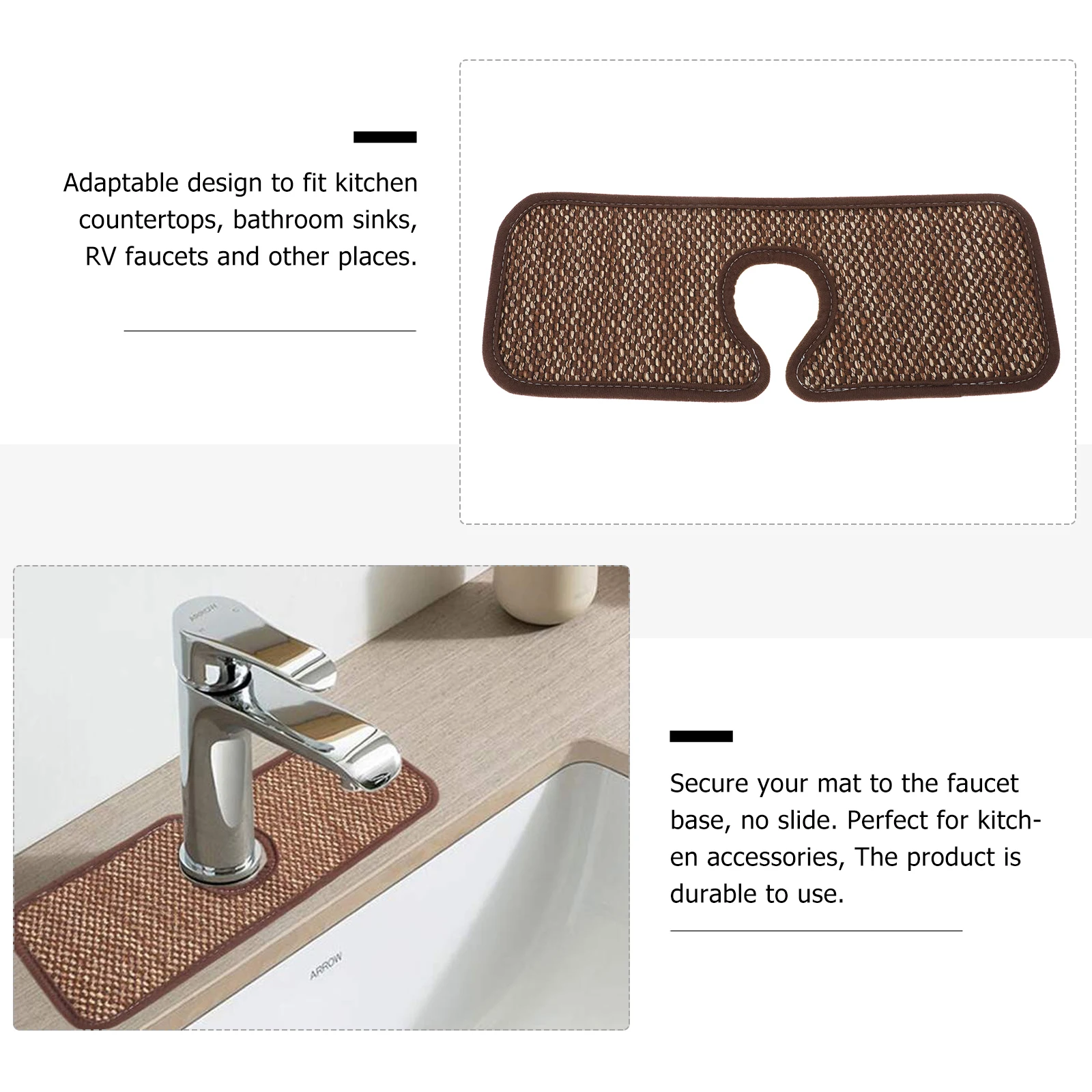 

Secure Faucet Absorbent Mat Non-Slip Kitchen Countertop Bathroom Sink Backsplash Guard Cloth Drip Protector for RV