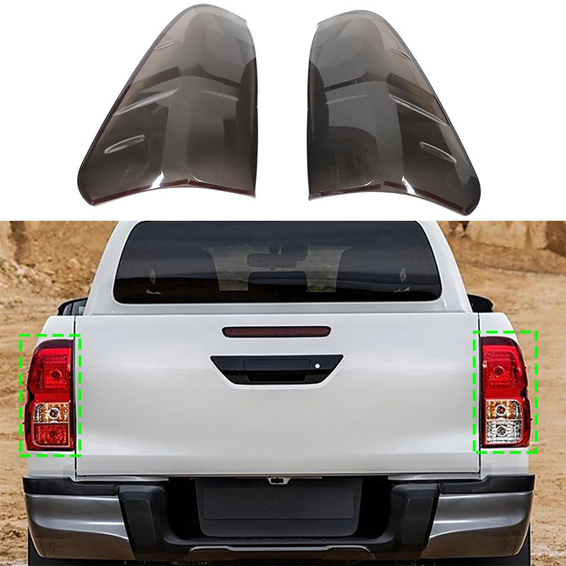 Car Taillight Cover Fit For Toyota Hilux 2015-2019 Smoked Tail Light Shell Trim Cover Rear Tail Lamp Protection Trim Accessories