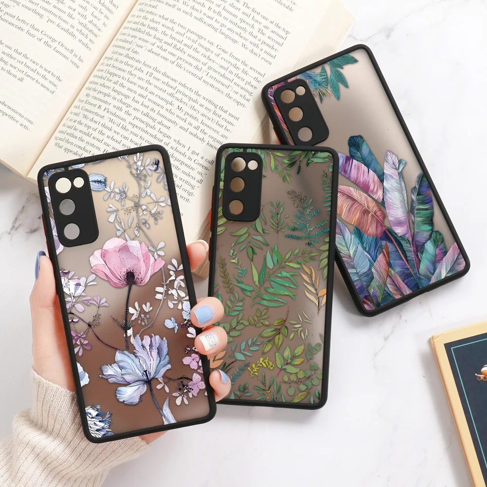 Hard Matte Phone Case For Samsung Galaxy S24 Cases S23 Ultra S22 S21  Plus S20 FE Note 20 Ultra 10 Plus Flower Funda Cover Coque