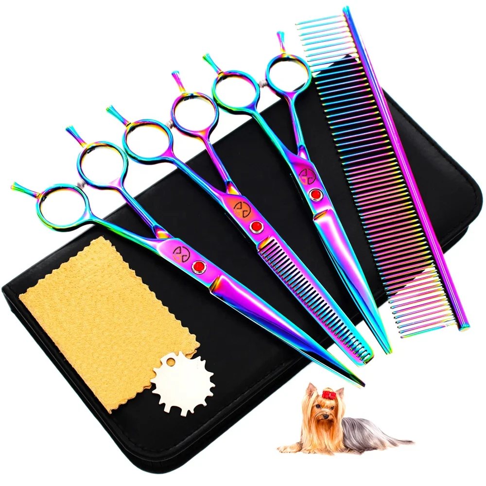 

7 Inch Professional dog grooming kit stainless steel pet grooming hair scissors set for dog and cat