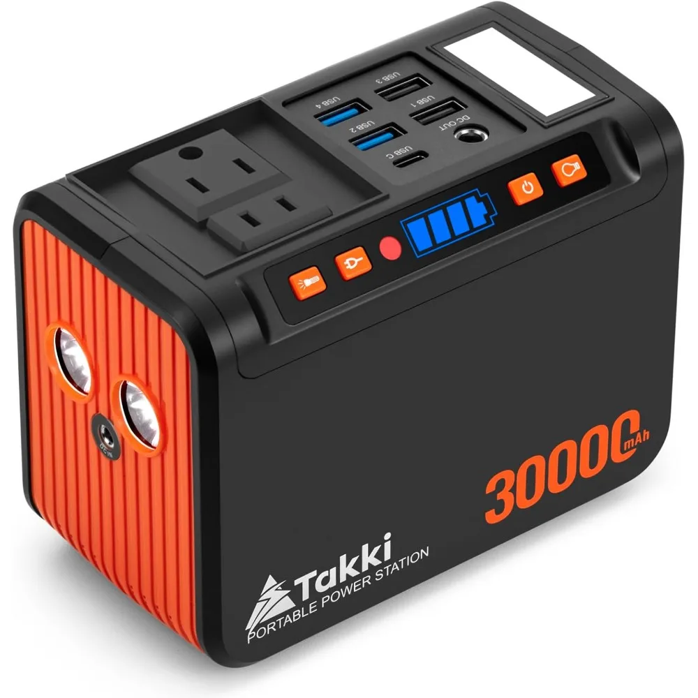 

Portable 111Wh Solar Generator, Rechargeable Lithium Battery Pack with 110V AC/DC and USB Ports, LED Flashlight for Outdoor and