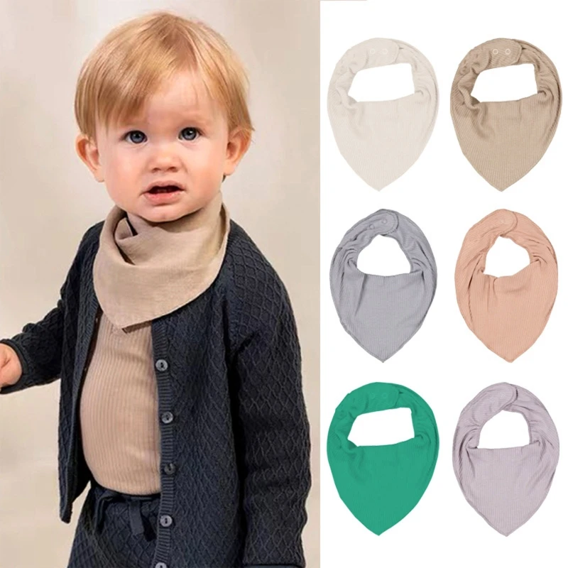 Baby Feeding Drool Saliva Towel Triangle Scarf Bandana Soft Cotton Bib Adjustable Snap Button Burp Cloth for Newborn