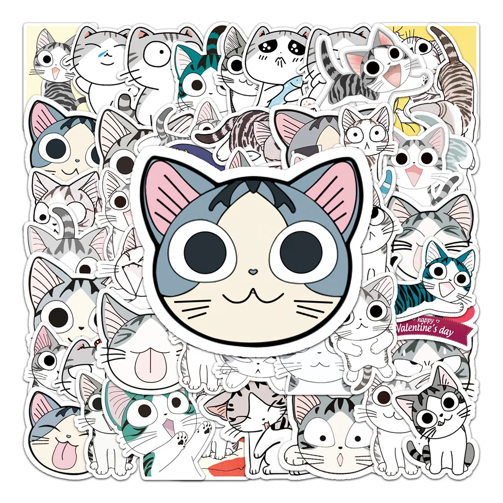 10/30/50pcs Cute Chi Cat Japanese Cartoon Kawaii Sticker For Toy Luggage Laptop Ipad Notebook Guitar Car Sticker Wholesale