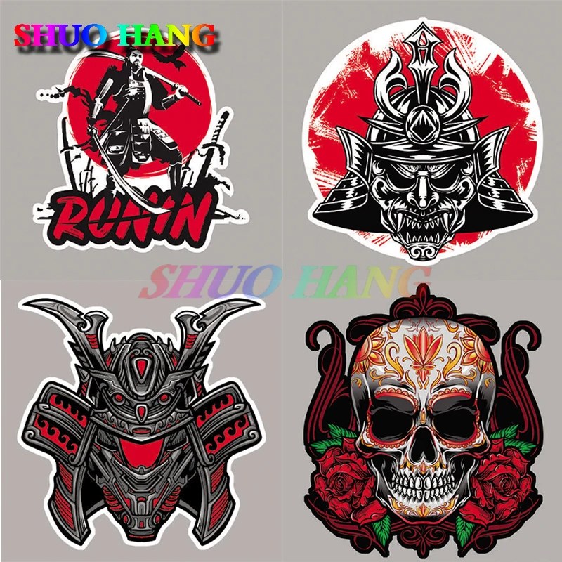 

Japanese Samurai Decal Mask Art, Skull Crane Girl Retro Tattoo Rock Rose, Skull Crane Mexico Calavera Art Vinyl Car Sticker PVC