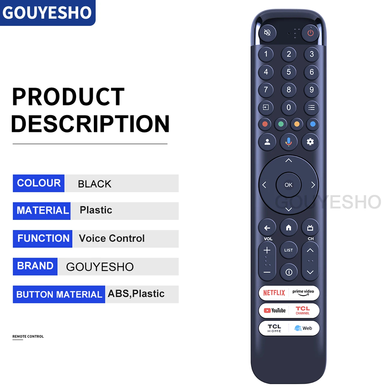 New RC833 GUB1 Voice Remote Control For TCL QLED Smart Google TV 50 55 65 75C645 P745 C745 C845 43LC645