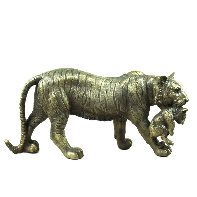 

Tiger Sculpture Handmade Resin Cub Statue Wildlife Motherliness Love Artwork Decor Craft Novelty Ornament Present