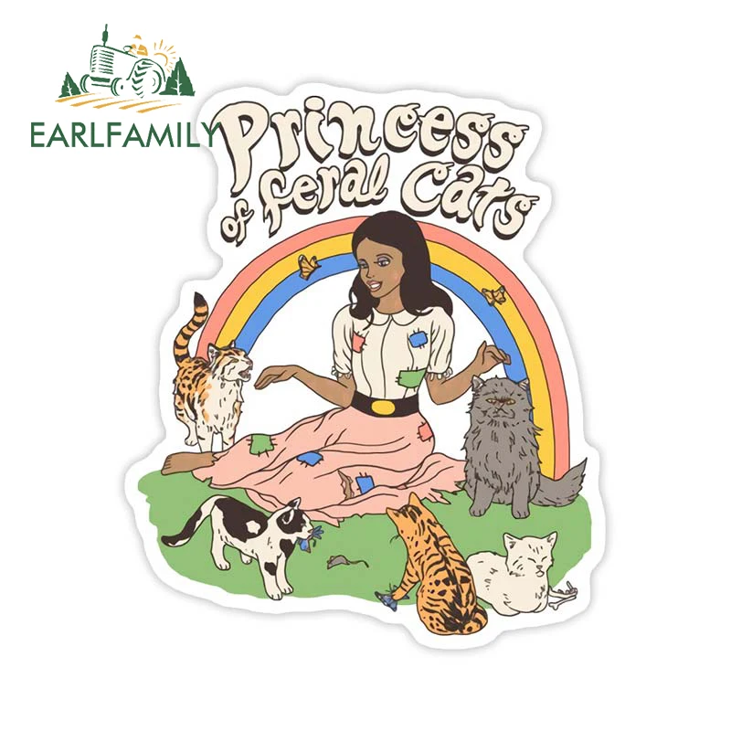 EARLFAMILY 13cm X 11cm Princess Of Feral Cats Retro Car Sticker Window Trunk Laptop Decal Funny Animal Crossing Stickers