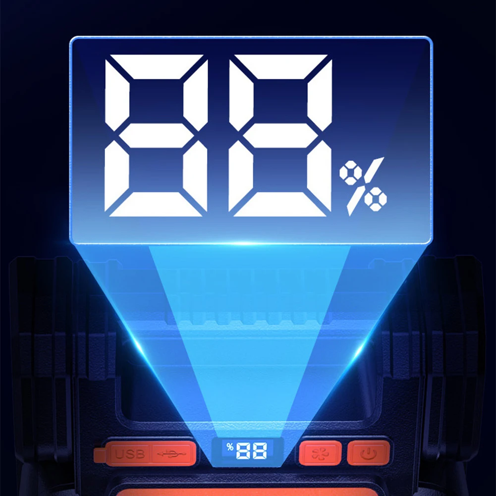 مروحة خارجية TYPE-C شحن درجة الحياة شاشة LCD مقاومة للماء شاشة ديجيتال محمولة لصيد الأسماك ملحقات مكيف الهواء البارد #6